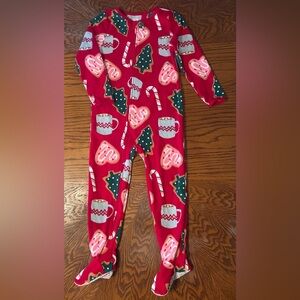 Carter's Child Of Mine Red Fleece Holiday Print Kids Footie Pajama Size 5T